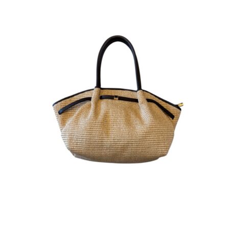 Raffia tas donkerbruin