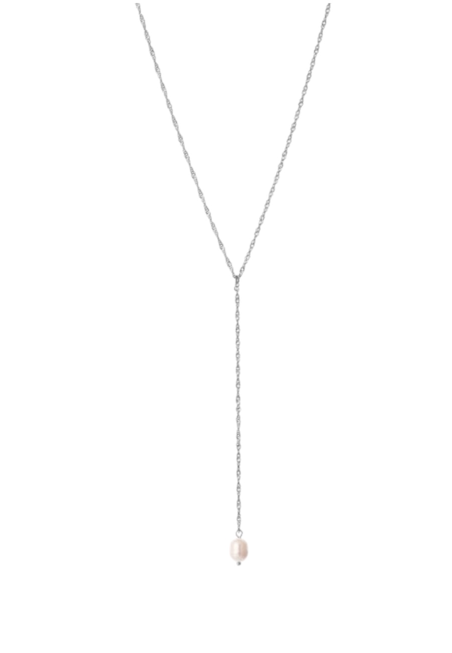 Zilverkleurig ketting met pareltje