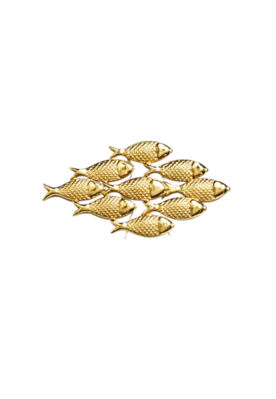Goudkleurige broche met vissen