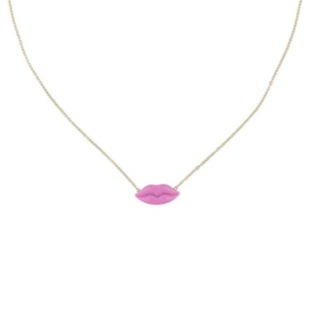 Goudkleurige korte ketting met mondje/kusje