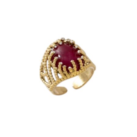 Verstelbare statement ring met steen