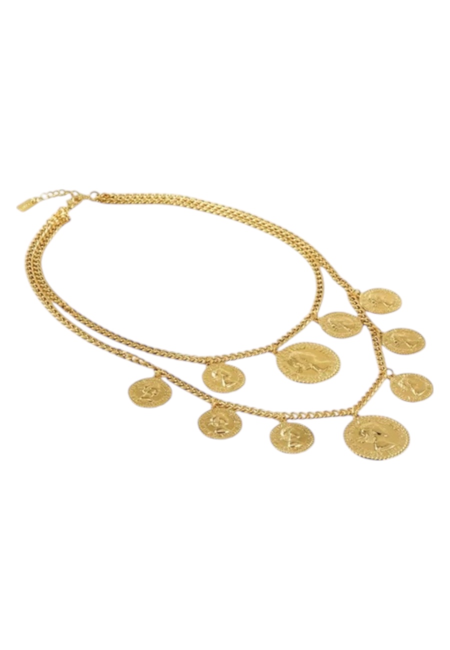 Goudkleurige ketting met muntjes