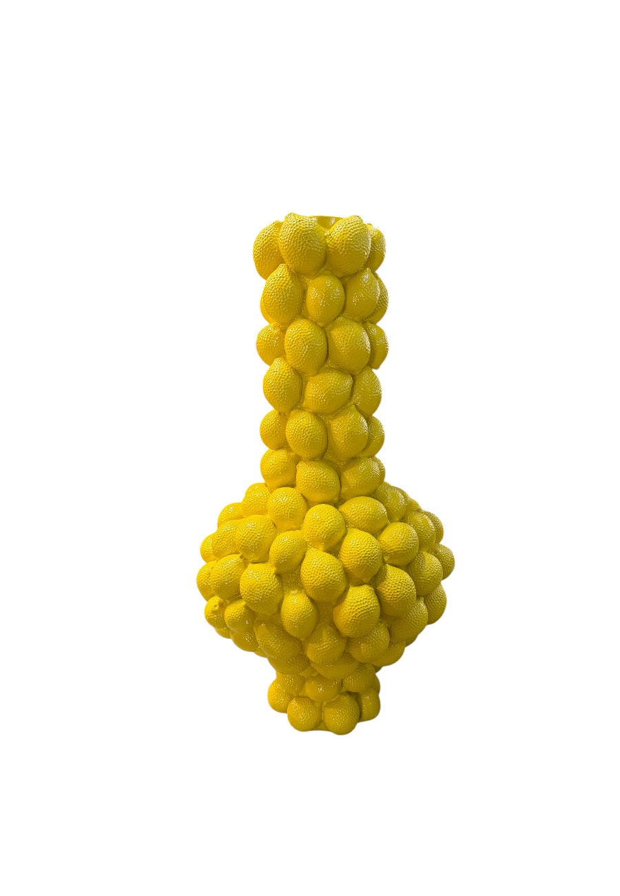 Gele trendy citroenen vaas