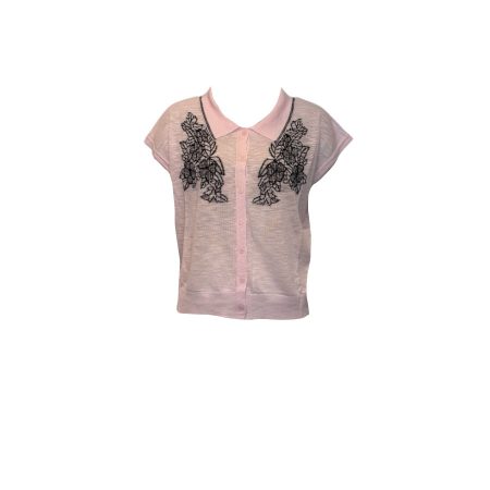 Roze linnen look vestje met borduursels