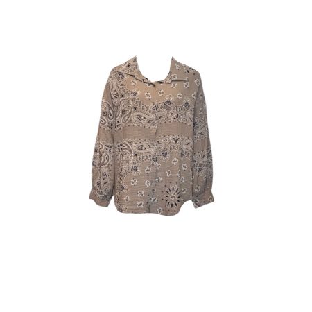 Beige oversized blouse wafelstof met paisley print