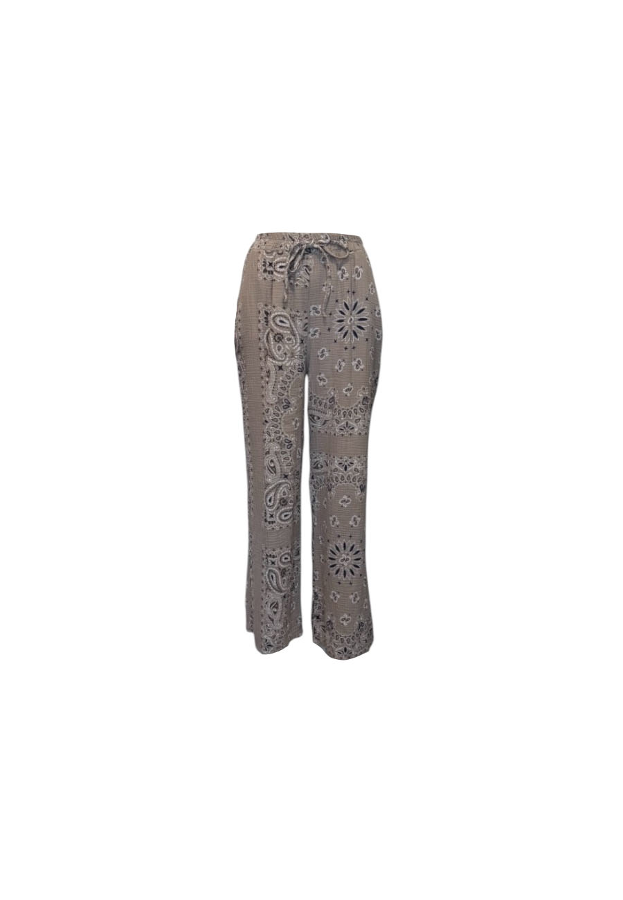 Beige broek wafelstof met paisley print