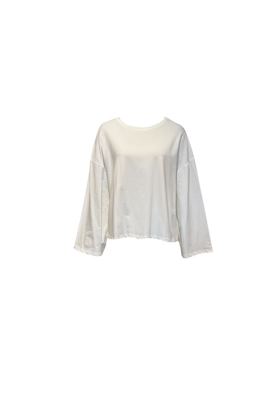 Basic wit shirt met uitlopende mouwen