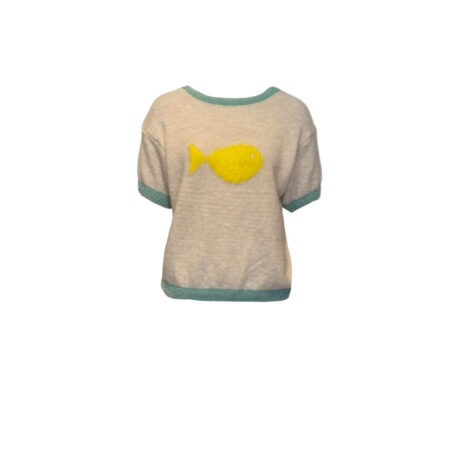 Ecru trui met vis korte mouw