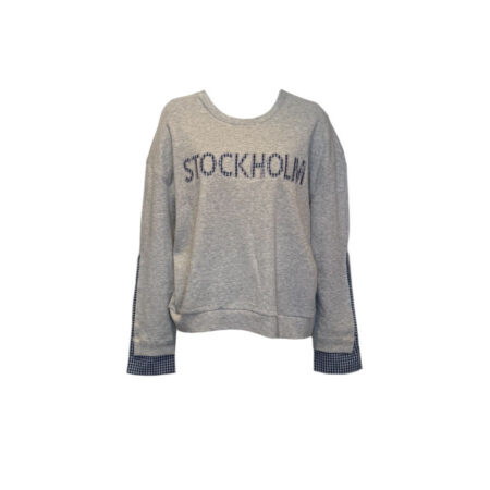 Grijze sweater met blouse detail