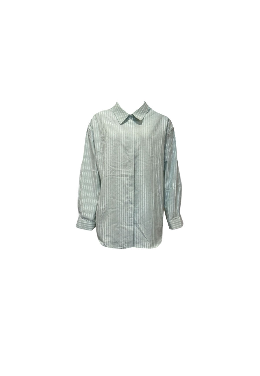 Mintgroen/wit gestreepte blouse