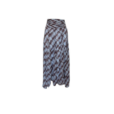 Voile maxi skirt blauw/bruin
