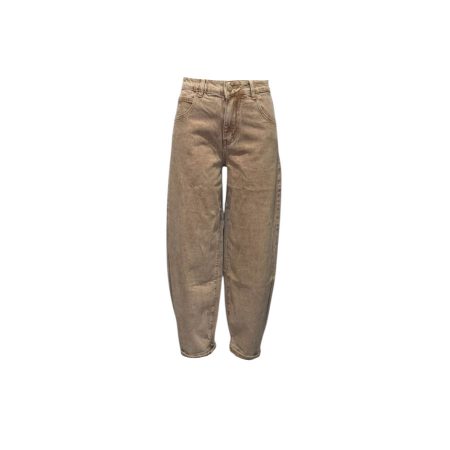 warm beige barrel jeans