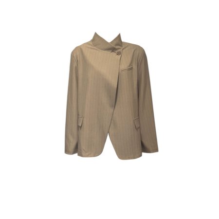 Beige blazer met krijtstreep