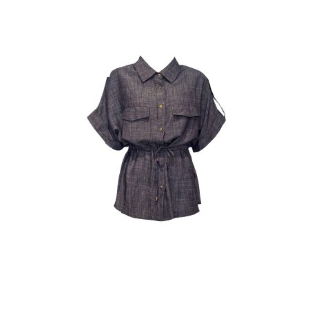 Blauw linnen look blouse/jasje