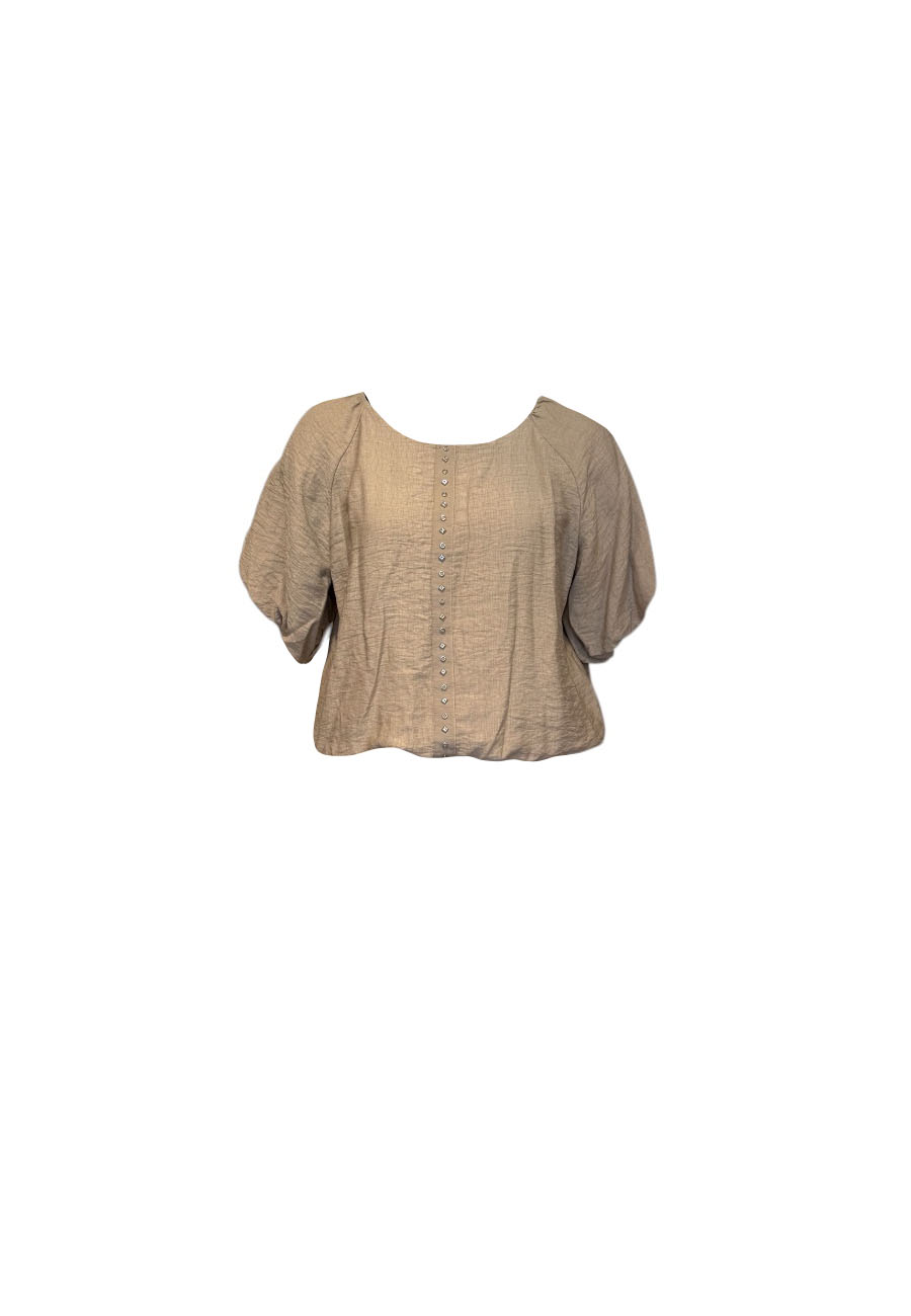 Beige viscose top met studs
