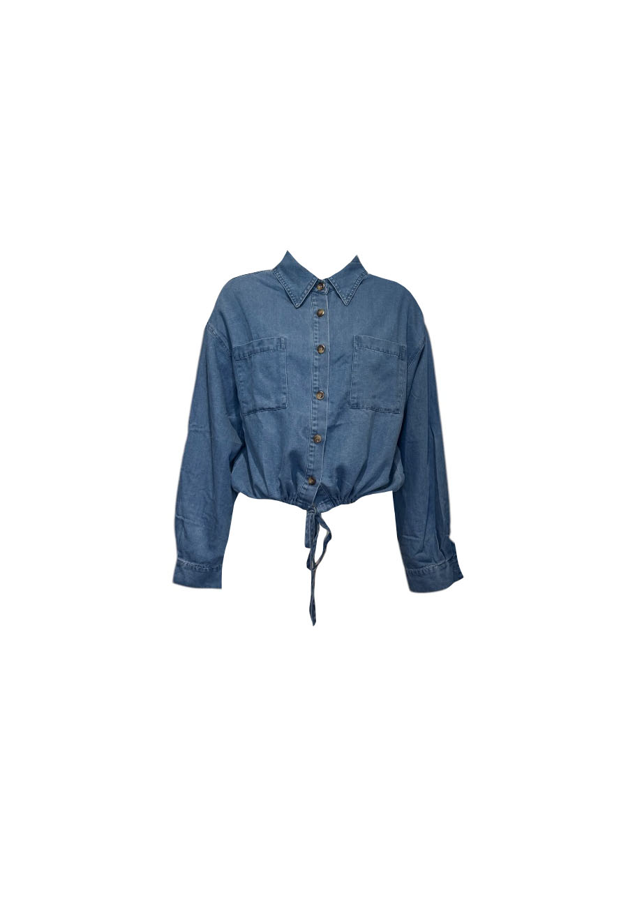 Denim blouse met koord
