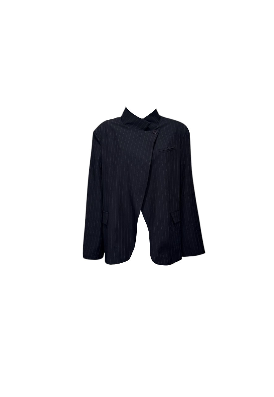 Donkerblauwe blazer met krijtstreep