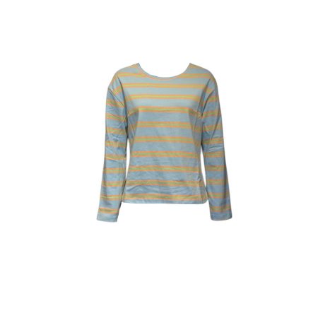 Lichtblauw/geel gestreept shirt