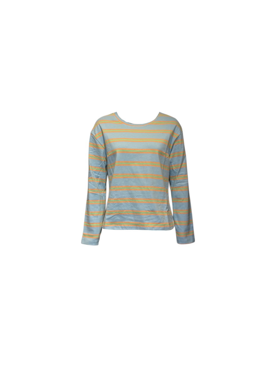 Lichtblauw/geel gestreept shirt