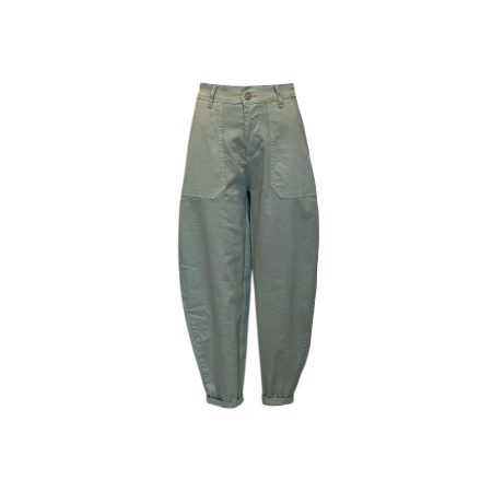 Salie groene barrel broek