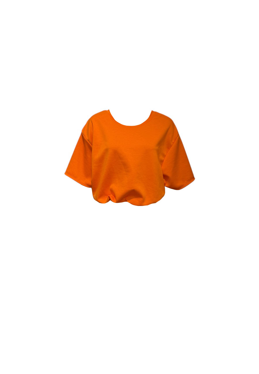 Oranje cropped sweater korte mouw