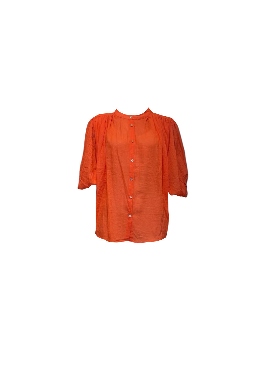 Oranje voile katoenen blouse