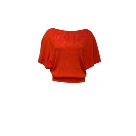 Oranje/rood truitje met volant mouwen