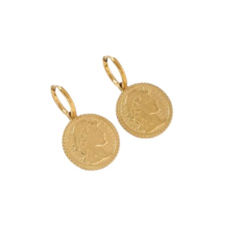 Goudkleurige oorbellen met muntje