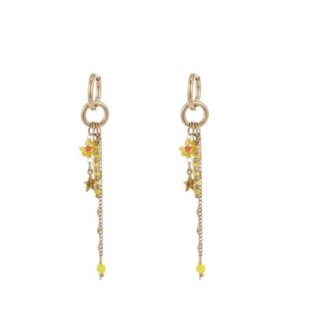 Goudkleurige oorbellen met kraaltjes