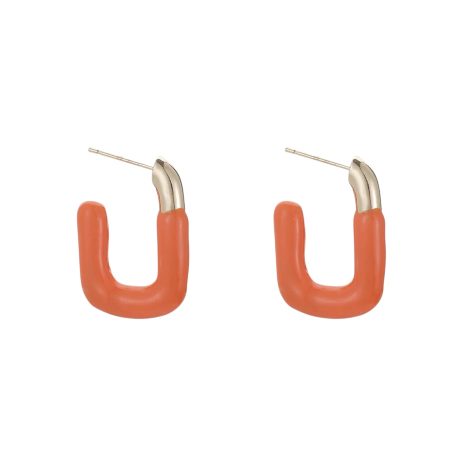 Goudkleurige oorbellen met oranje accent