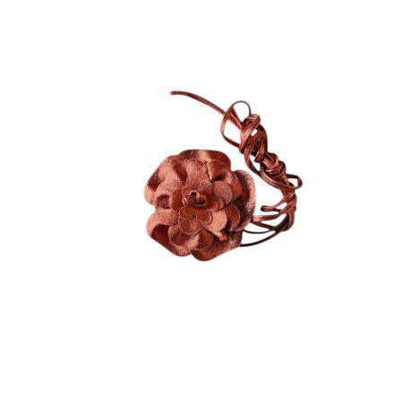 Oranje metallic  wikkelriem met bloem