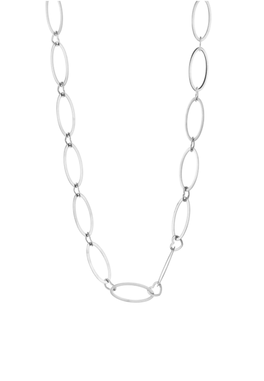 Lange Zilverkleurige ketting