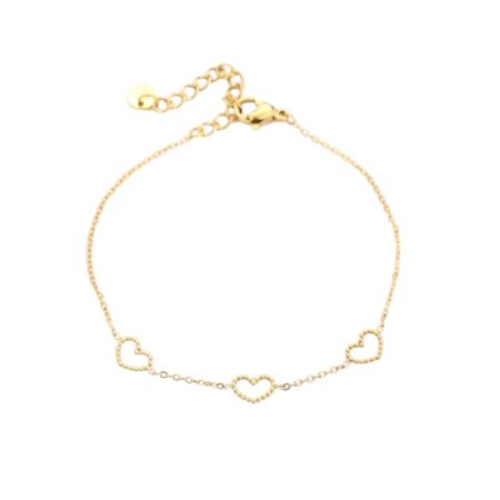 Goudkleurig verstelbaar armbandje met hartjes