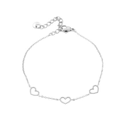 Zilverkleurig verstelbaar armbandje met hartjes