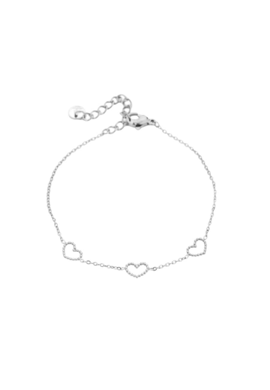 Zilverkleurig verstelbaar armbandje met hartjes