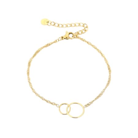 Goudkleurig verstelbaar armbandje met twee rondjes