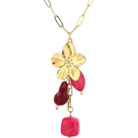 Lange goudkleurige ketting met bedeltjes