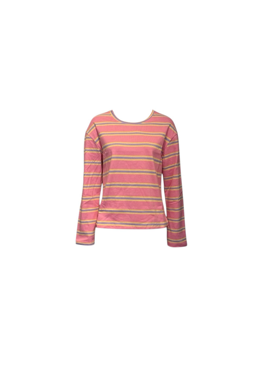 Roze/geel gestreept shirt