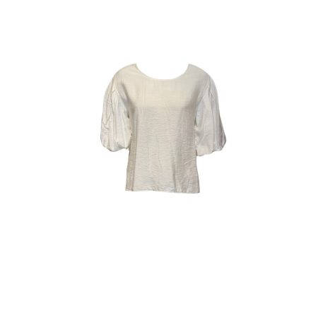 Witte viscose top met pofmouwen