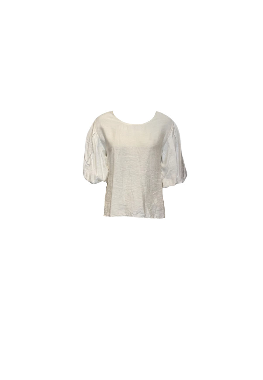 Witte viscose top met pofmouwen