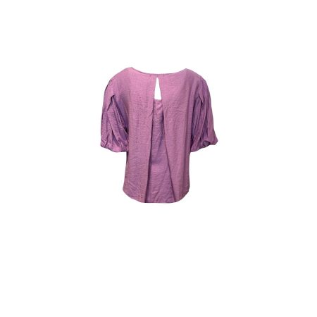 Lila viscose top met pofmouwen