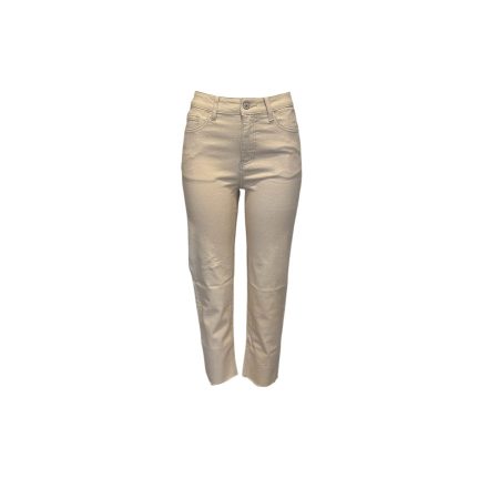 Beige cropped straight jeans