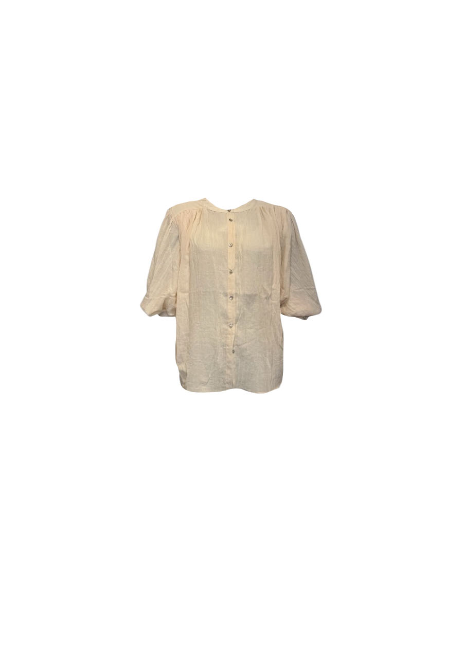 Beige voile katoenen blouse
