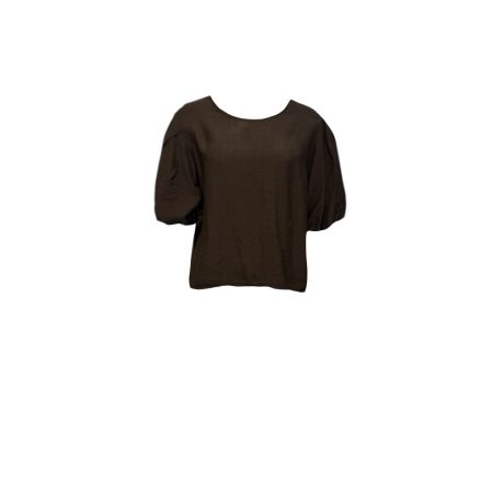 Donkerbruine viscose top met pofmouwen