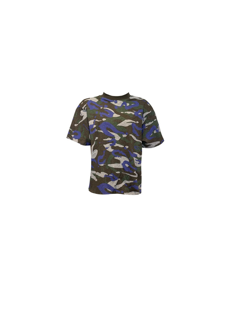 Oversized camo shirt met blauw