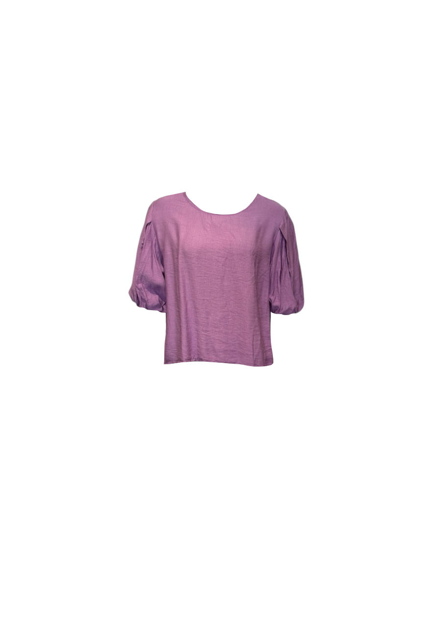 Lila viscose top met plooi op achterkant