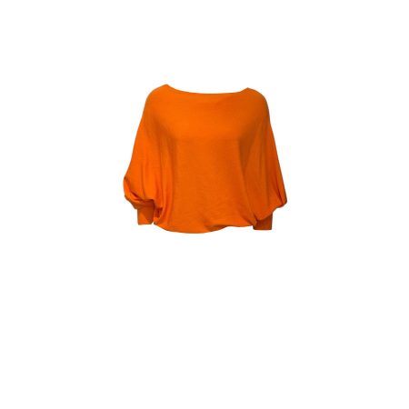 Oranje basic trui met boothals