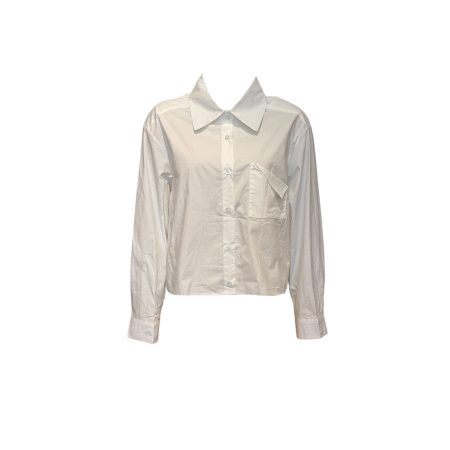 Witte cropped blouse met kleurrijk detail op achterkant