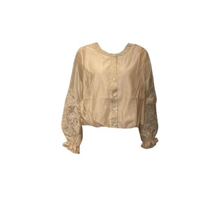 Beige blouse met geborduurde details