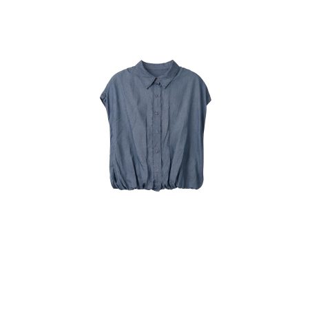 Mouwloze tencel blauwe blouse